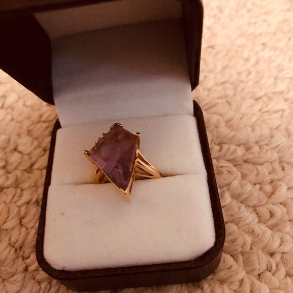 Amethyst fantasy ring 14k setting/ with Diamond accents - Picture 11 of 14
